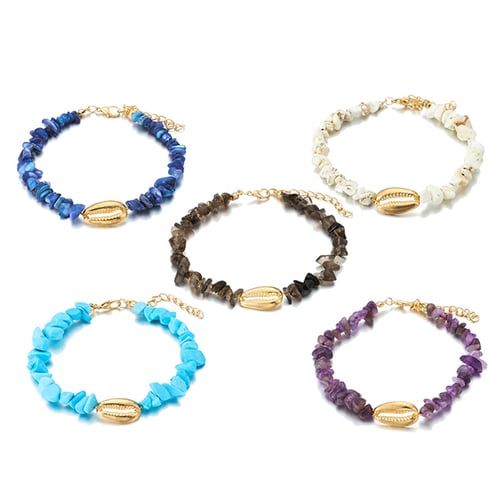 Fashion Women Jewelry Set Rope Natural Stone Crystal Chain Alloy Bracelets Gift 