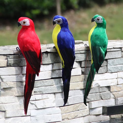 6pcs Fake-Parrot Artificial Birds Model Outdoor Home Garden Lawn Tree DIY Decor 