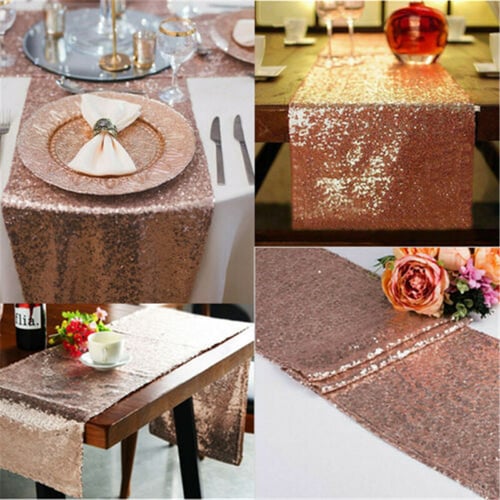 30x275cm Sequin Table Runner Glitter Fabric Wedding Party Event Xmas Decoration 