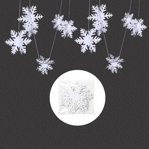 Christmas Snowflake String Decoration 3D Snowflake Paper Hanging Flag Decoration 