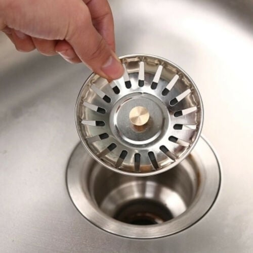 Kitchen Bar Sink Stopper Drain Waste Plug Stainless Steel Strainer Basket Filter 