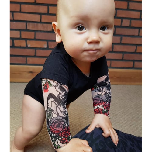 Newborn Baby kid Girl boy Romper Jumpsuits bodysuit top Clothes black tattoo INS 