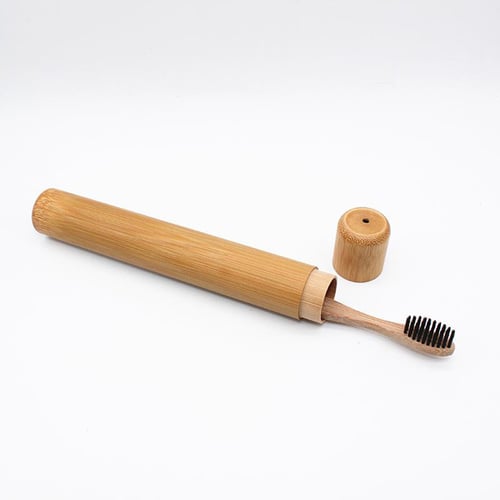 Portable Natural Bamboo Toothbrush Case Tube For Travel Eco Friendly Hand Made 