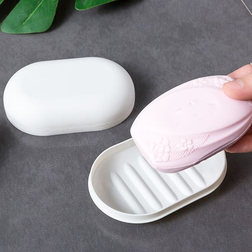 Plastic Bathroom Shower Soap Box Tray Dish Storage Holder Plate Home Travel 
