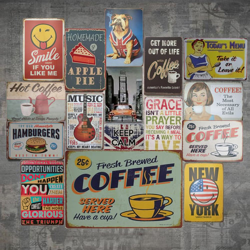 GASOLINE Shabby Chic Metal Tin Sign Plaque Wall Artwork Poster Cafe Poster