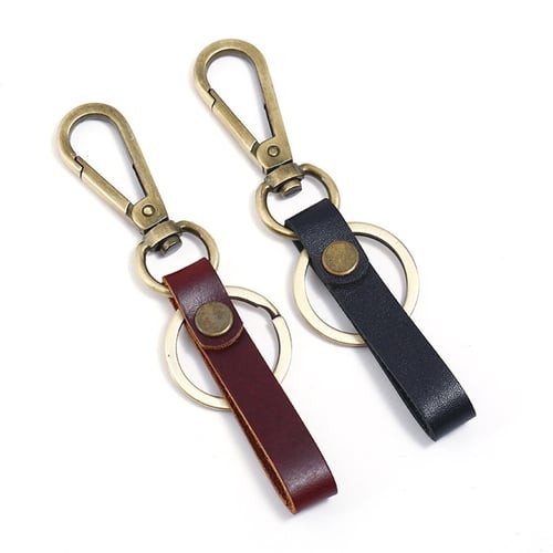 Men Leather Strap Keyring Keychain Key Chain Ring Keyfob Key Holder Loop 