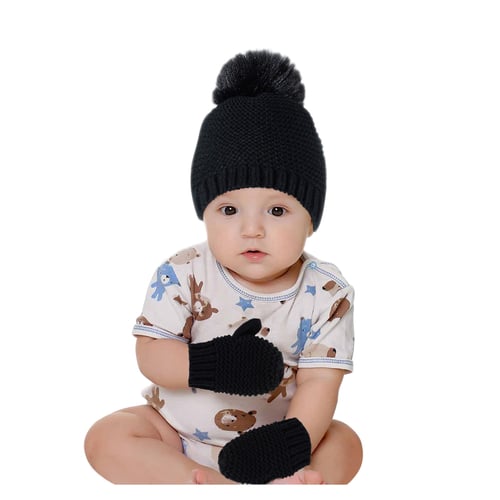 Newborn Baby Boy Girl pearls Pleuche Knotted Hat Warm Bow Beanie Headwear Cap US