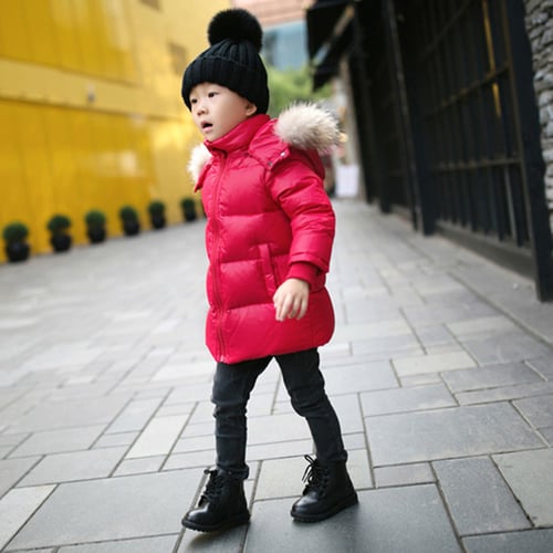 Little Girl Boy Winter Warm Thick Hoodie Snowsuits Windproof Down Jacket Outwear