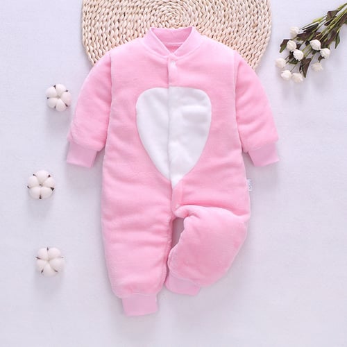 Newborn Kid Baby Girl Boy Fleece Thick Warm Jumpsuit Playsuit Romper Cloth 