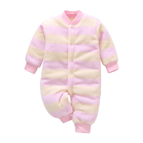 Newborn Infant Baby Girl Boy Fleece Thick Warm Jumpsuit Playsuit Romper Clothes 