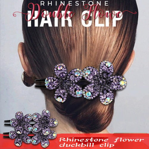 Crystal Flower Rhinestone Hair Clip Wedding Dovetail Clips Duckbill Hairgrip