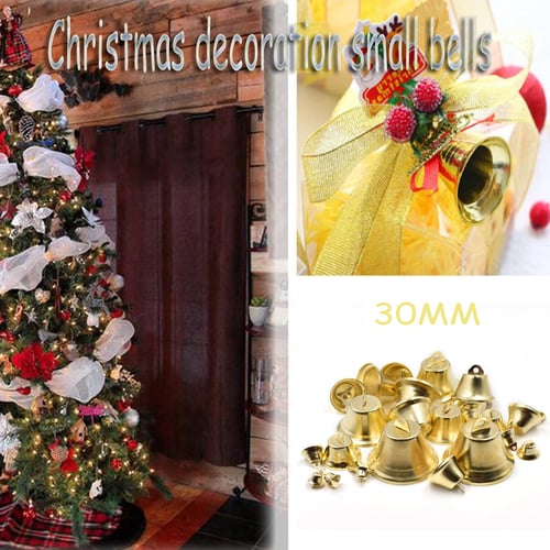 50PCS Wooden Christmas Bell Pendant Wood color Decoration Scrapbooking 30mm 