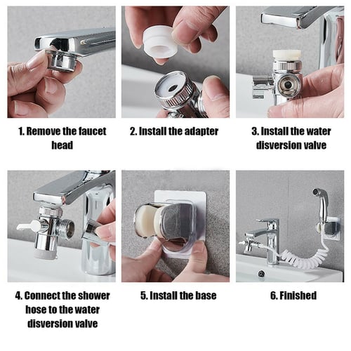 Bathroom Sink Faucet Sprayer Water Tap Extension Nozzle Adjustable Shower Set Silver S Reviews Zoodmall - Bathroom Sink Faucet Connection