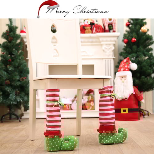 Christmas Chair Leg Covers Non-Slip Socks Santa Claus Decors Party Foot Boots EM 