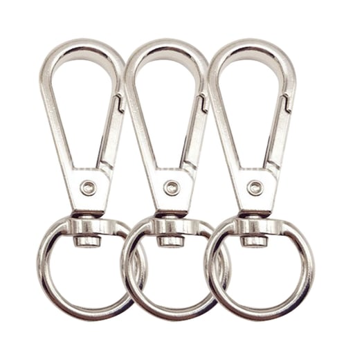 2 Metal Carabiners Spring Key Clip Hook Snap Clasp Keychain Holder w/Key Ring 