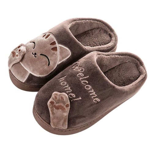 Kids Baby Boy Girls Winter Slippers Cute Cartoon Cat Non-slip Home Indoors Shoes 
