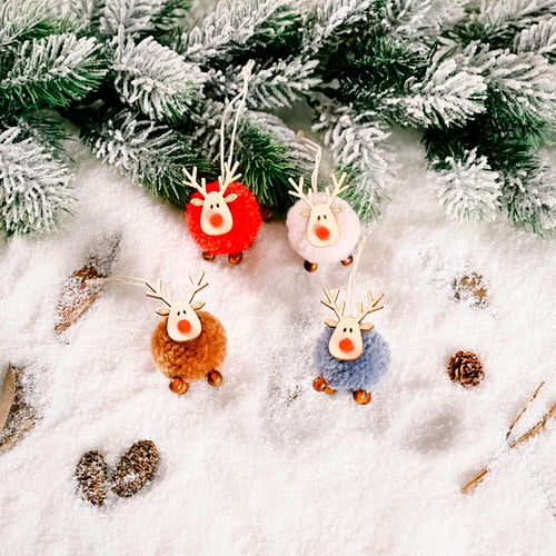 Wooden Elk Christmas Tree Decorations Hanging Pendant Deer Craft Ornament 