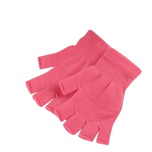 Solid Color Women Fingerless Warm Gloves Knitted Stretch Half Finger Stretchy QK 