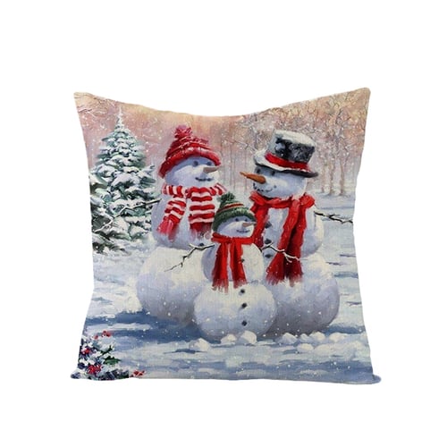 Christmas Throw Waist Pillow Case Cotton Linen Cushion Cover Sofa Car Home Decor 