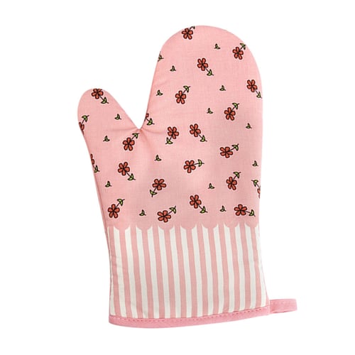 Microwave Cooking Cotton Oven Gloves Mitts Pot Pad Heat Proof Protected Gloves 