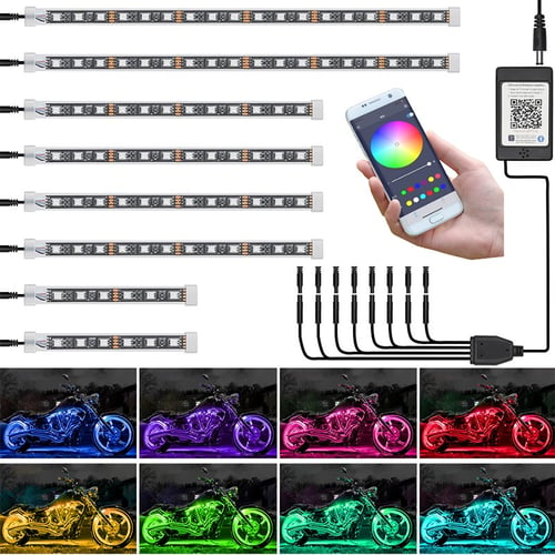 Motorcycle Rgb Led Strip Atmosphere Decorative Lights Remote