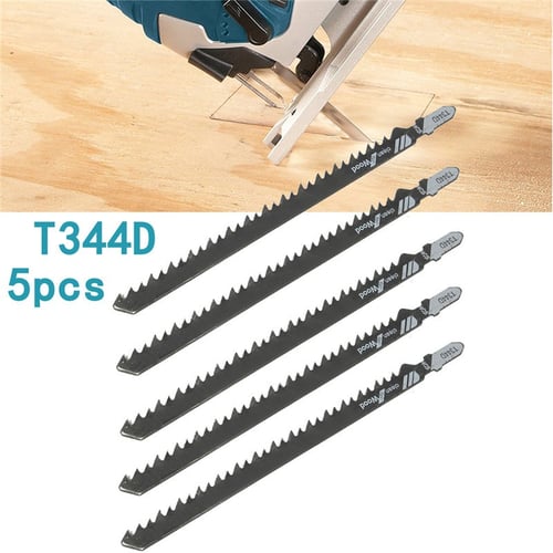 5pcs HCS Assorted T-shank Jig Saw Blades Set Wood Plastic Metal Cutting 152mm 