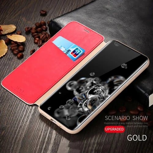 Elegant red Wallet Case for Samsung Galaxy S20 Ultra PU Leather Flip Cover Compatible with Samsung Galaxy S20 Ultra 