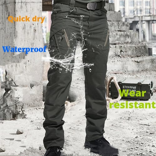 Mens Outdoor Tactical Trousers Waterproof Cargo Pants Combat Army Casual Camo 