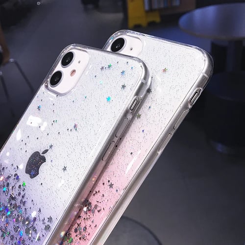 Clear Glitter Phone Case For Iphone 12 Pro 11 Pro Max Xs Max Xr X 7 8 Plus 12 Mini Se Cute Gradient Rainbow Sequins Coque Buy Clear Glitter Phone
