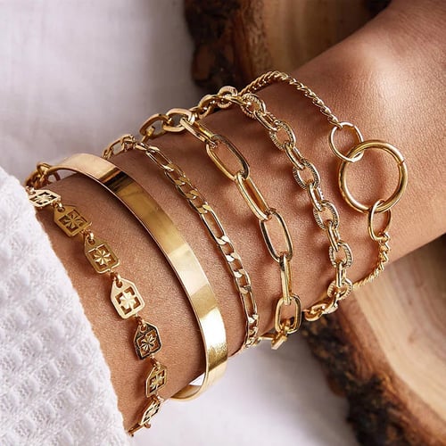 6-Pcs-Set-Gold-Color-Link-Chain-Bracelets-Bangle-for-Women-Trendy-Internet-Celebrity-Jewelry-Fashion