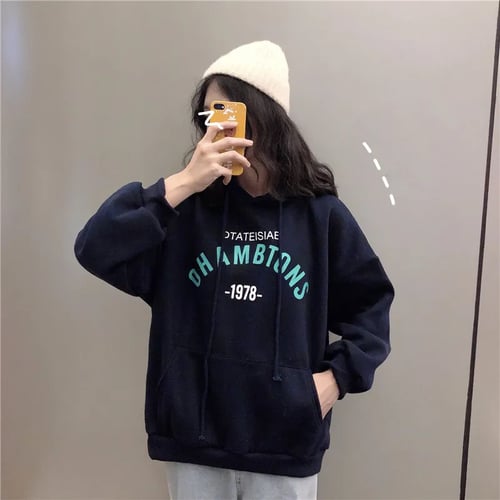 Women Girls Fashion Letter Printed Long Sleeve Hoodie and Sweatshirt Loose Graphic Pullover Tops Womens Hoodies 