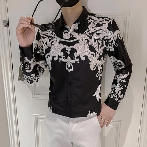 Floral Chemise Homme De Luxe Brand Fashion Square Collar Mens Paisley Shirts  Asian Size M-5XL Long Sleeve Male Stage Shirt Dress - buy Floral Chemise  Homme De Luxe Brand Fashion Square Collar