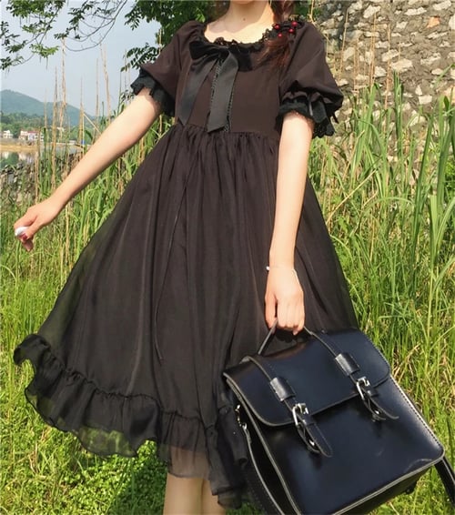 Japanese Sweet Kawaii Lolita Pink Black Dresses 2020 Summer Preppy 