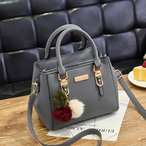 PU Leather Handbag For Women Girl Fashion Tassel Messenger Bags With Ball Bolsa 