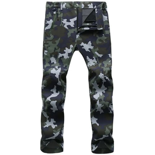 Mens Army Camouflage Cargo Combat Fleece Lined Thermal Trousers Camo Work Pants 