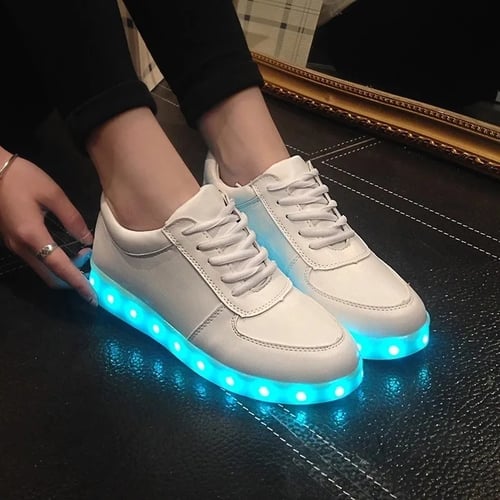 Xmas Gift Women Men LED Light Up Shoes Boy Girl Lace Up Casual Luminous Sneakers 