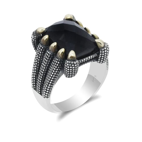 Details about   GENUINE BLACK AGATE ART DECO 925 STERLING SILVER ANTIQUE STYLE RING SIZE 8  #765 