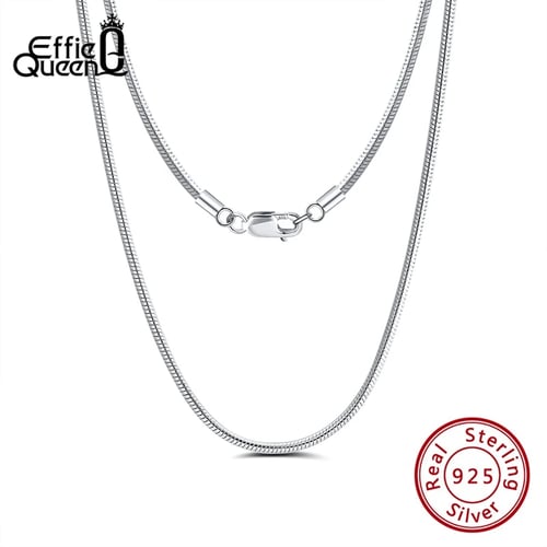 Effie Queen Genuine 925 Silver 1mm 1 5mm 2mm Round Snake Chain Necklace 40cm 45cm 50cm 55cm 60cm Women Men Neck Chain Sc09 P Buy Effie Queen Genuine 925 Silver 1mm 1 5mm 2mm