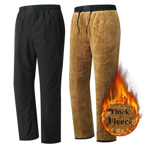 Men Winter Thicken Outdoor High Waist Solid Cotton Warm Pants Trousers Plus Sz 
