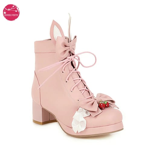 Lolita Cute Bow Bunny janpaese Femme Mignon queue Chaussures Princesse Flat Shoes #454 