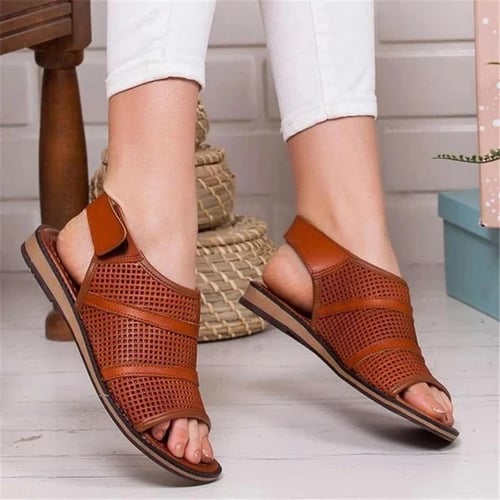 Women Casual Jelly Hollow Out Wedge Heel Sandals Summer Flat Mules Slippers Shoe