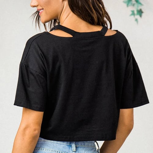 Summer Women Casual Planet Printed Short Sleeve Top Blouse Sport Crop Tops Shirt 