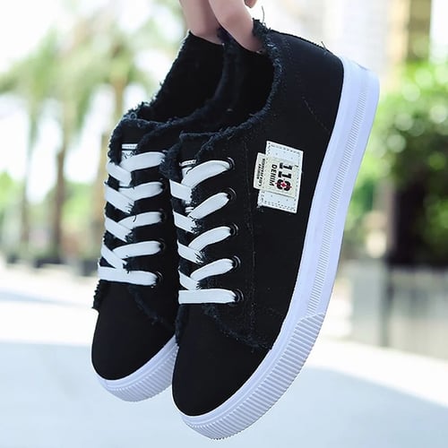 Womens Latest Canvas Low Top Sneaker Girl Fashion Lace Up Canvas Shoes