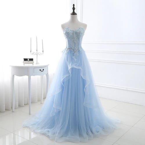 Women Sweet Beaded Strapless Tulle Wedding Ball Gown Special Occasion Dress