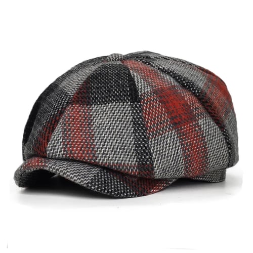 Newsboy Cap Flat Cap Wool Comfort Mens and Womens Winter Warm Classic Color Plaid Cap 
