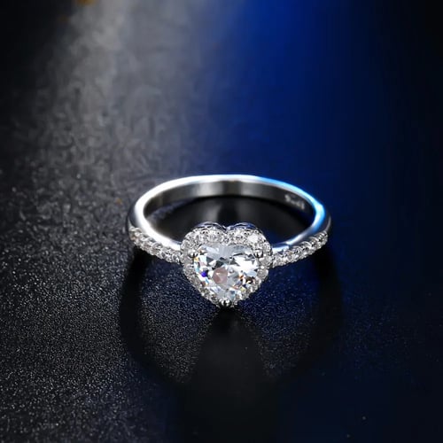Chic Heart Shaped Crystal Zircon Silver Plated Fashion Women Ring HOT