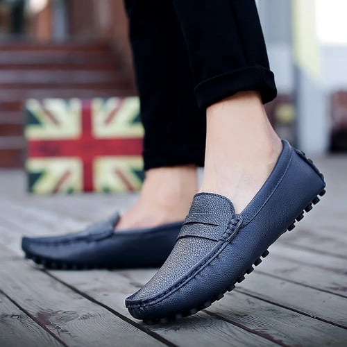Men Moccasins Soft Driving Shoes Genuine Leather Casual Slip On Loafer Shoes New 
