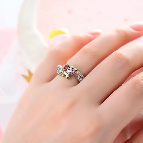 Jewelry 925 Silver Pink Elephant Zircon “Never Forget I Love You” Animal Ring 