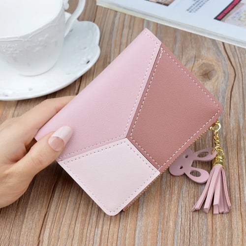 Women Patchwork Wallets Large Capacity Leather Ladies Purse Coin Holder Card