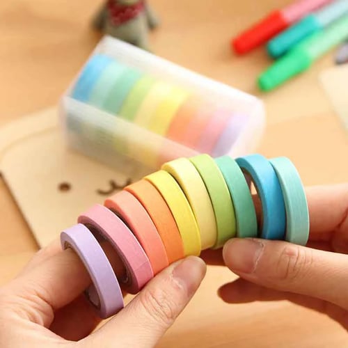 Gift Wrapping Mail Supplies Masking Tape for Crafts Colorful Paper Tape 15mm-7mm Multi-color Washi Tape Scrapbooking